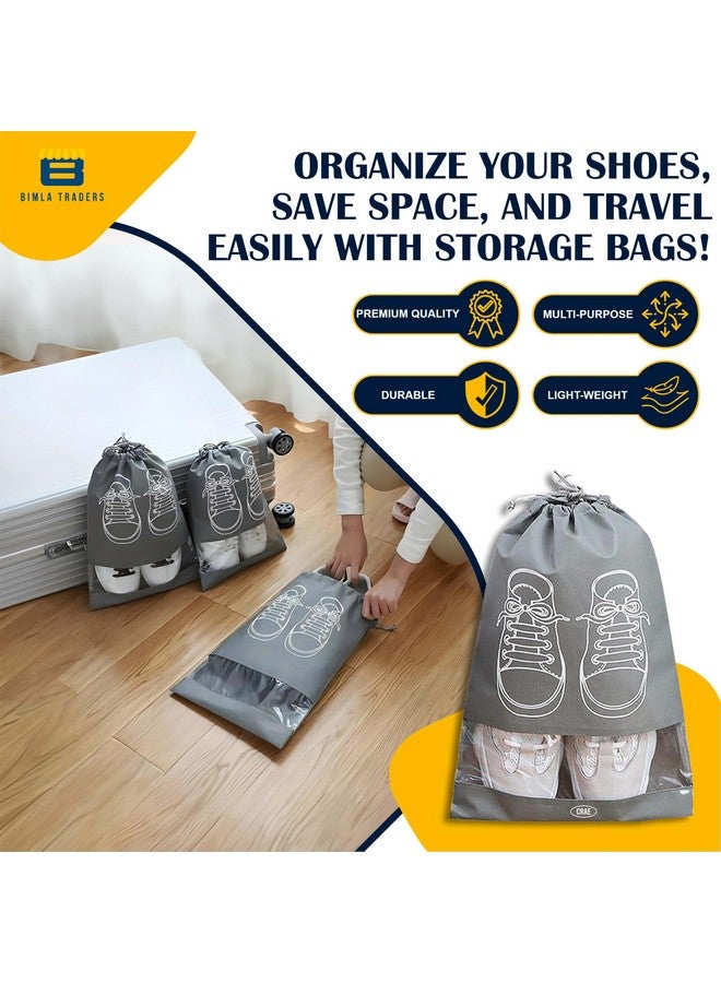 CRAE Shoes Bag for Travel & Storage Organizer for Men & Women | Travel Accessories | Shoe Organizer | Shoe Cover for Travel Essentials (Grey,Pack of 6) - Image 2