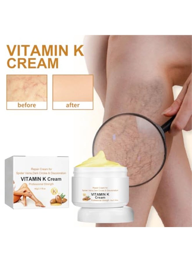EELHOE Vitamin K Professional Strength Repair Cream for Spider Veins, Dark Circles and Discoloration, 60g - Image 3
