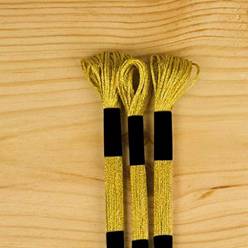 RSP Quality bit® Mettalic Hand Embroidered Cotton Thread Skeins Set for Craft & Projects (Light Golden, Pack of 25) - Image 3