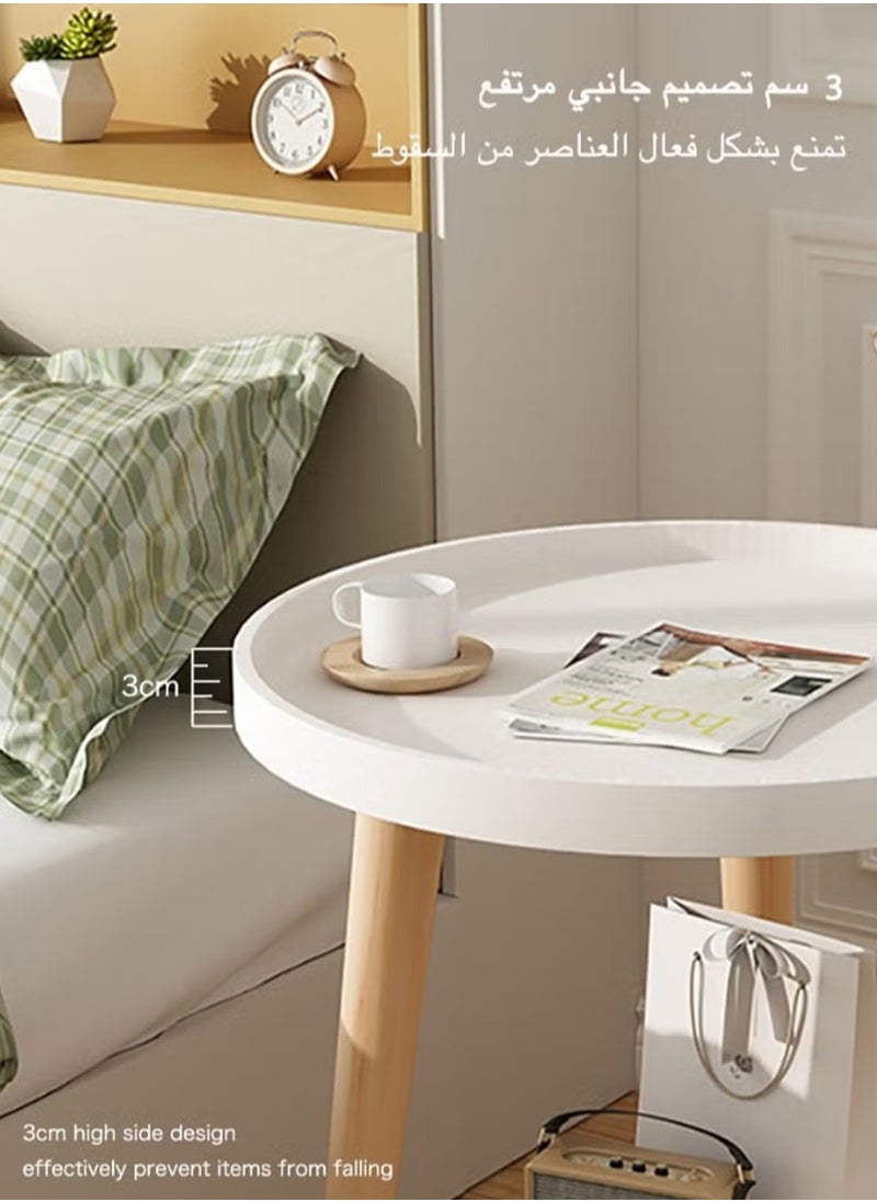 Simple Double-layer Large-capacity Storage Bedside Coffee Table For Home End Table Yellow 40*44CM