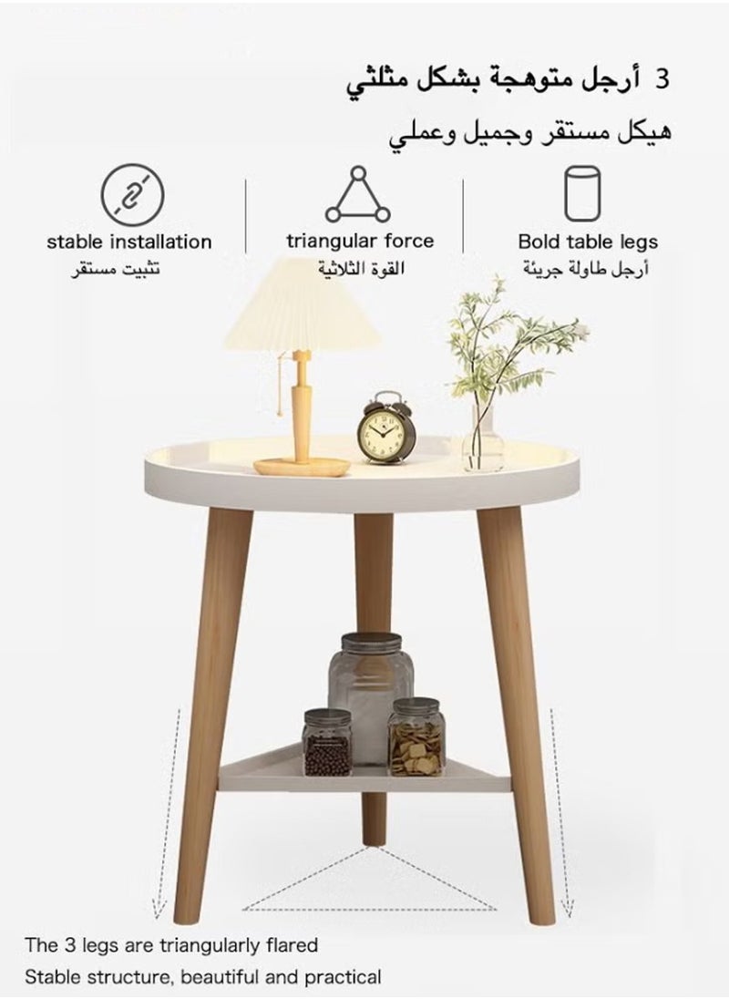 Simple Double-layer Large-capacity Storage Bedside Coffee Table For Home End Table Yellow 40*44CM