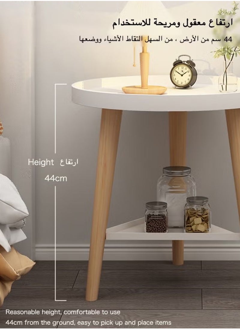 Simple Double-layer Large-capacity Storage Bedside Coffee Table For Home End Table Yellow 40*44CM