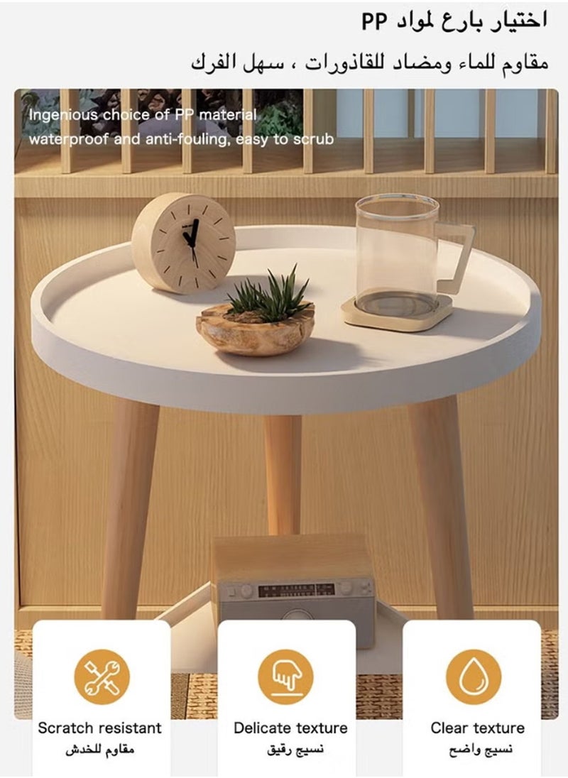 Simple Double-layer Large-capacity Storage Bedside Coffee Table For Home End Table Yellow 40*44CM