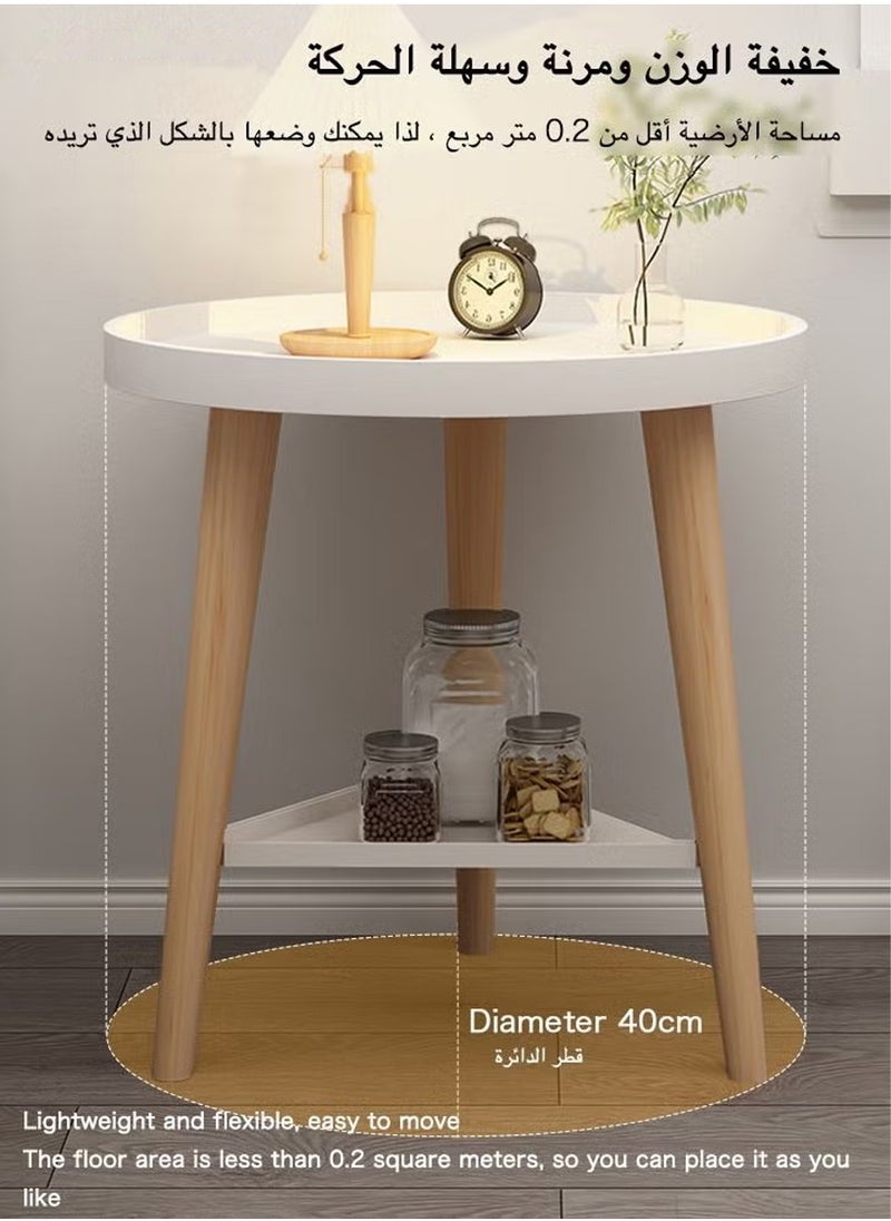 Simple Double-layer Large-capacity Storage Bedside Coffee Table For Home End Table Yellow 40*44CM