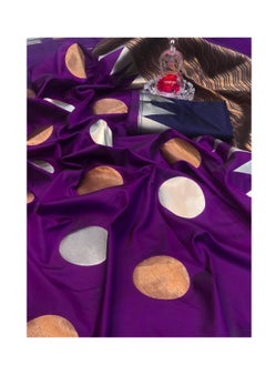 Grab Mantra Purple soft silk saree with Big Polka design plus unstitched blouse  - Image 2