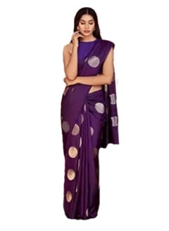 Grab Mantra Purple soft silk saree with Big Polka design plus unstitched blouse  - Image 1