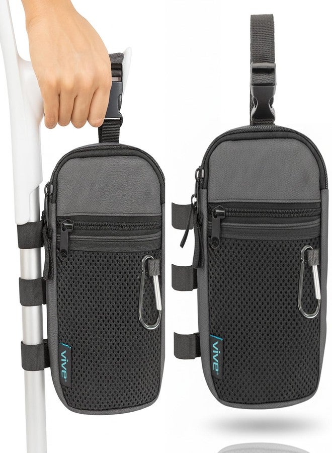 Vive Crutch Bag - Water Resistant Storage Tote with Cup Holder - Organizer Pouch with Zipper for Adults & Kids - Hands Free Side Pocket - Cane Accessories for Knee Surgery & Broken Ankle Help - Image 1