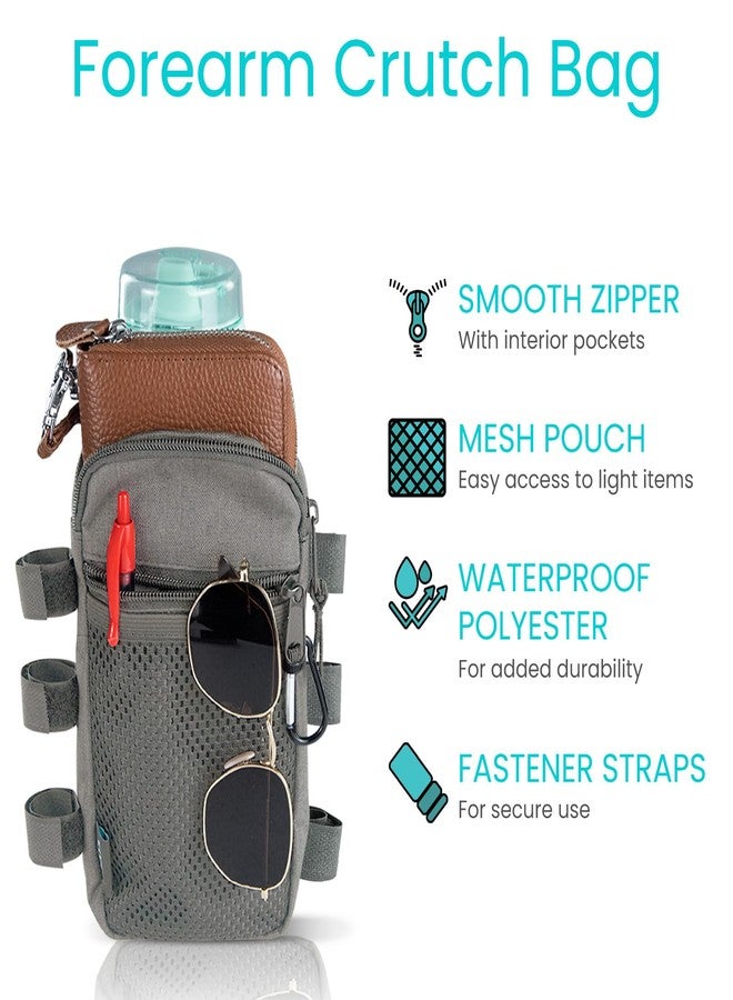 Vive Crutch Bag - Water Resistant Storage Tote with Cup Holder - Organizer Pouch with Zipper for Adults & Kids - Hands Free Side Pocket - Cane Accessories for Knee Surgery & Broken Ankle Help - Image 2