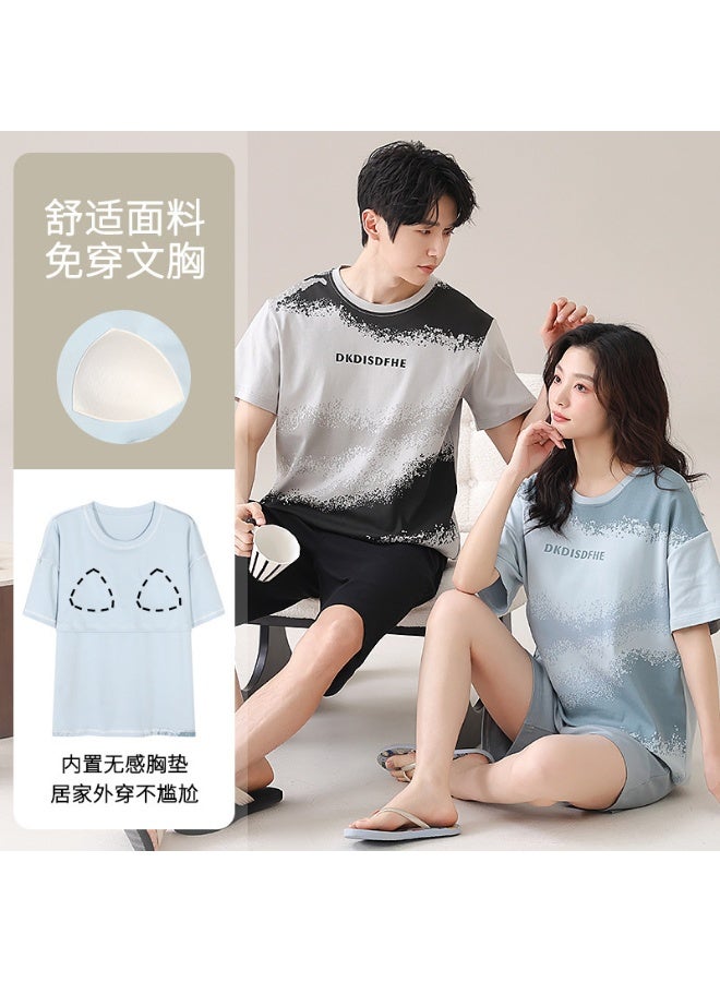 Cotton Homewear Couple's Summer Nightwear Men's Pyjamas Women Short Pijamas Cartoon Cute Home Suit - Image 1