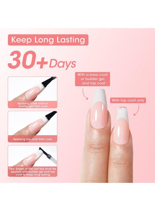 Gellen Short French Tip Press On Nails - Square Gel Nail Tips Press On Nails Short, No Fade Out Acrylic Fake Nails, 150Pcs Seamless Fit Glue One Nails, Classic White - Image 4