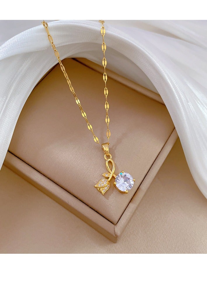 Sparkling Flower Pendant Necklace,Fashion Jewelry Dress Accessories - Image 3