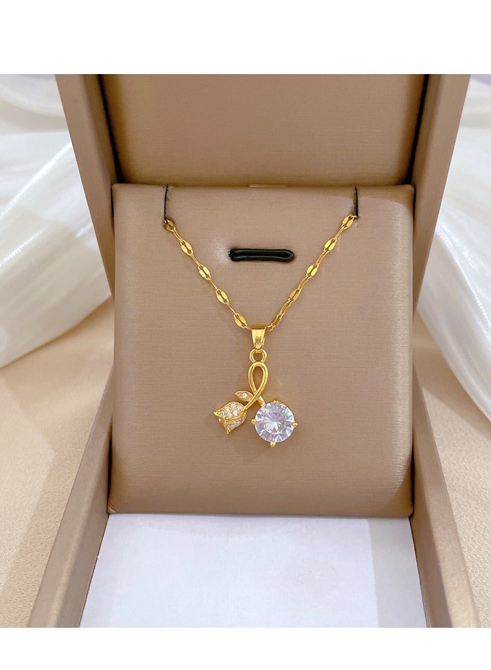 Sparkling Flower Pendant Necklace,Fashion Jewelry Dress Accessories - Image 2