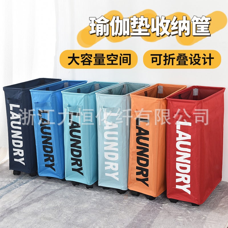 Yoga Mat Storage Box, Fabric Foldable Laundry Basket With Wheels, Storage Rack, Snack Organizer Basket With Wheels - Image 3