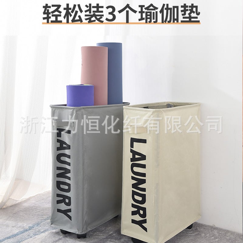 Yoga Mat Storage Box, Fabric Foldable Laundry Basket With Wheels, Storage Rack, Snack Organizer Basket With Wheels - Image 2
