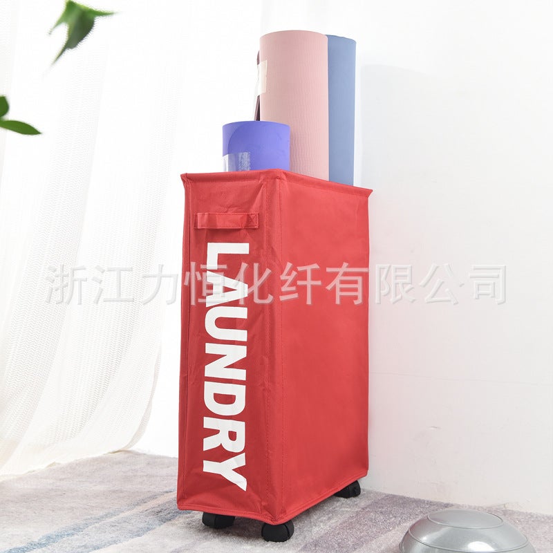 Yoga Mat Storage Box, Fabric Foldable Laundry Basket With Wheels, Storage Rack, Snack Organizer Basket With Wheels - Image 1