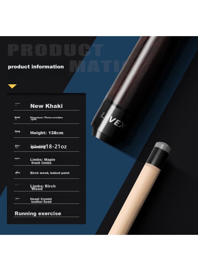 Livex Livex Pool Cue, Chalk Ball Cue, Jump Cue, Specialized Billiard Cue, Black Eight 8-ball Cue, Small Steel Cannon Cue, Three-section Detachable Cue - Image 2