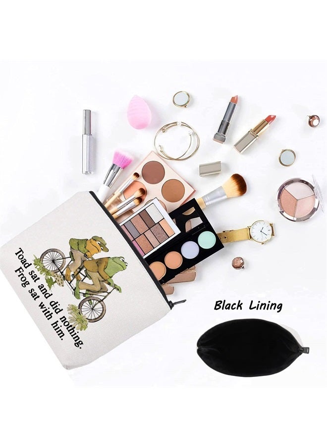 LEVLO Frog And Toad Cosmetic Make Up Bag Cottage Core Gift For Book Lover Toad Sat And Did Nothing Frog Sat With Him Make Up Zipper Pouch Bag (Toad Sat) - Image 2