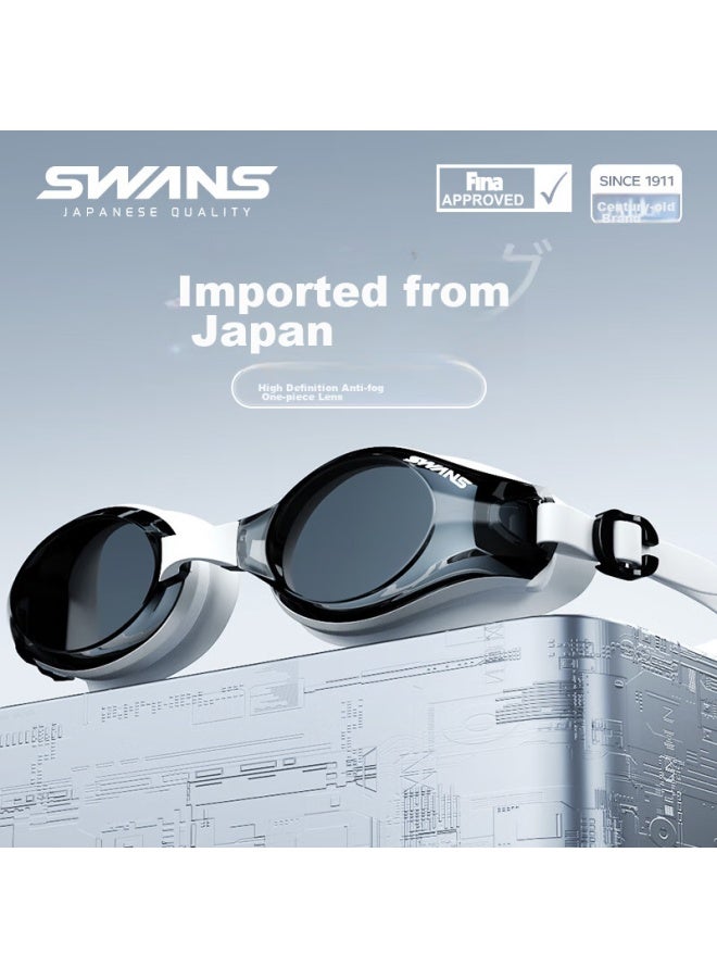 Swans Swimming Goggles, Imported From Japan, Waterproof, Anti-fog, High-definition, Clear Lens, Large Frame, For Adults, Professional Diving, Sw45-7 White And Black - Image 1