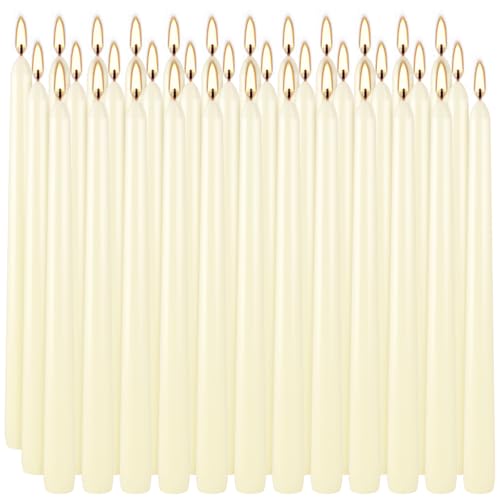 YOROXRG 36 Pack Ivory White Taper Candles, 7-8 Hours Burn Time, Unscented, Smokeless and Dripless, 0.8 x 10 Inch Dinner Candle Set for Household, Wedding, Party and Home Décor Candlesticks - Image 1