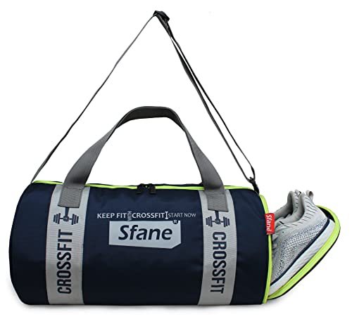 Sfane Gym Bags for Men with Separate Shoe Compartment Sports Gym Bags for Women Unisex Duffle Bags for Gym for Carry & Travel Adjustable Duffel Bags Sports Bag - Navy Blue & Grey. - Image 5