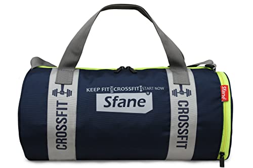 Sfane Gym Bags for Men with Separate Shoe Compartment Sports Gym Bags for Women Unisex Duffle Bags for Gym for Carry & Travel Adjustable Duffel Bags Sports Bag - Navy Blue & Grey. - Image 3