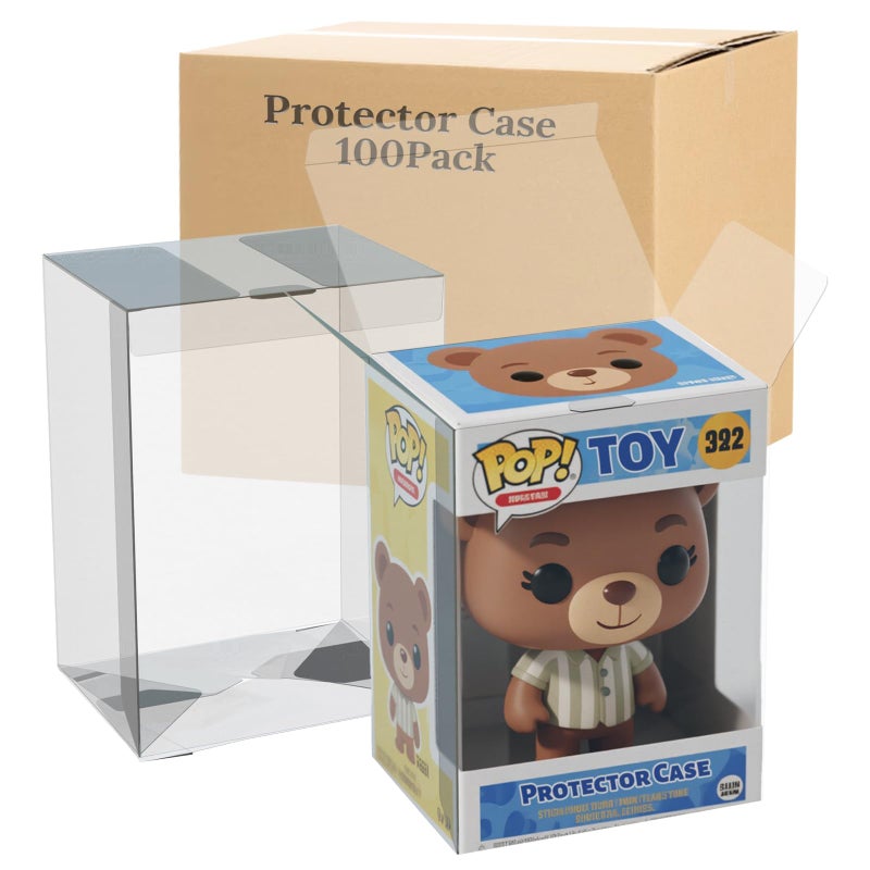 Botyboty 100 Pack Clear Protectors Case Compatible with Funko Pop Protector Case for 4 Inch Figures Collectibles Heavy Duty Crystal Plastic Protector Cases with Protective Film Locking Tabs Auto-Lock Bottom - Image 1