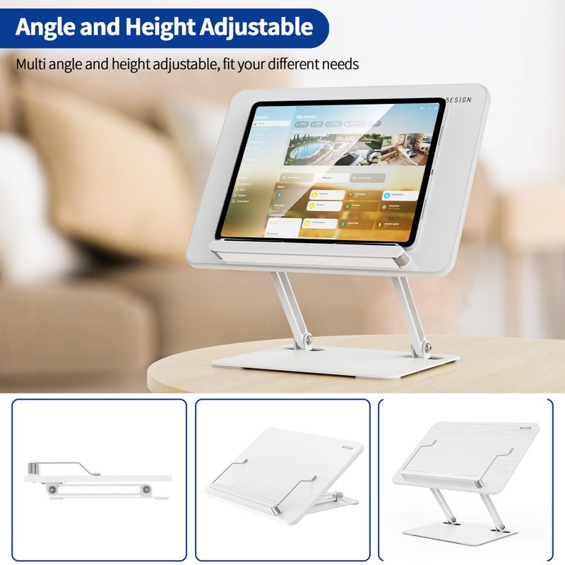 BESIGN BS01 Book Stand for Reading, Adjustable Book Holder, Ergonomic Laptop Stand with Elastic Page Clips for Music Scores, Recipe, Tablet, Laptop (White) - Image 5
