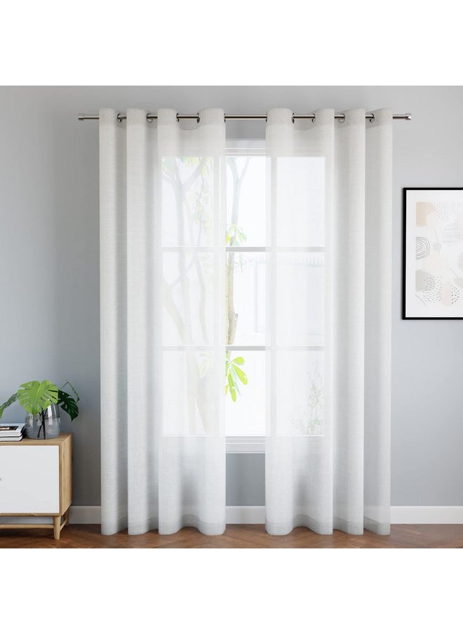 Encasa XO Cotton Linen Solid Sheer Curtains with Eyelet Rings, Linen Textured Curtains for Long Door Set of 2 -White- 9 ft (140x274 cm) - pzsku/Z79C407C6624288AA425AZ/45/_/1737721175/552ccc30-c7ed-42a5-9ad5-4ea7795398c5