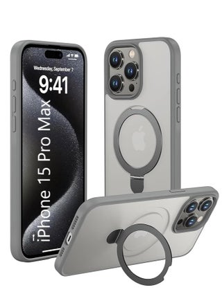 Matte Finish Magnetic iPhone 15 Pro Max Case Invisible Kickstand Stand [Compatible with MagSafe][14 FT Drop Protection] Non-Yellowing Shockproof Protective Slim Case Cover- Natural Titanium - pzsku/Z79C40C8BEED6AC45563EZ/45/1746222103/ebcea981-fdb0-4e64-9ca9-569b596de09e