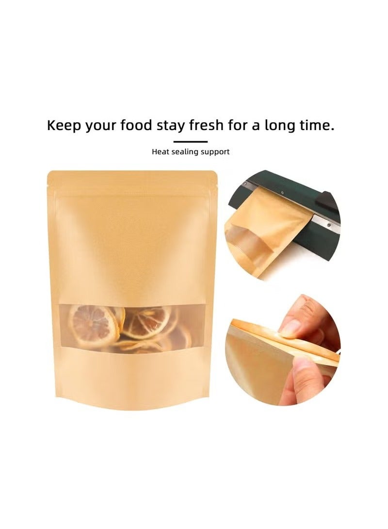 HOMESTAR Resealable Kraft Paper Bags with Matte Window And Zip Lock pack of 50 pcs - Image 1