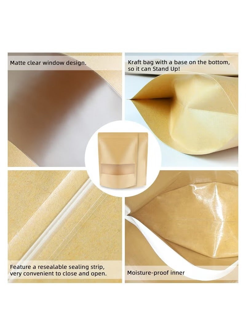 HOMESTAR Resealable Kraft Paper Bags with Matte Window And Zip Lock pack of 50 pcs - Image 4