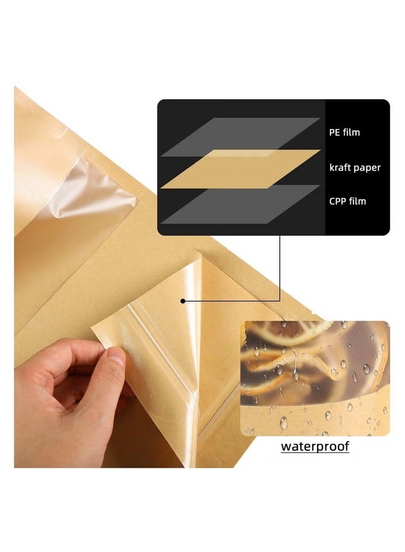 HOMESTAR Resealable Kraft Paper Bags with Matte Window And Zip Lock pack of 50 pcs - Image 5