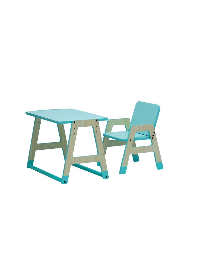 Ariro Toddler Work Station Wooden Table and Chair Set for Toddlers and kids, Blue - Image 1