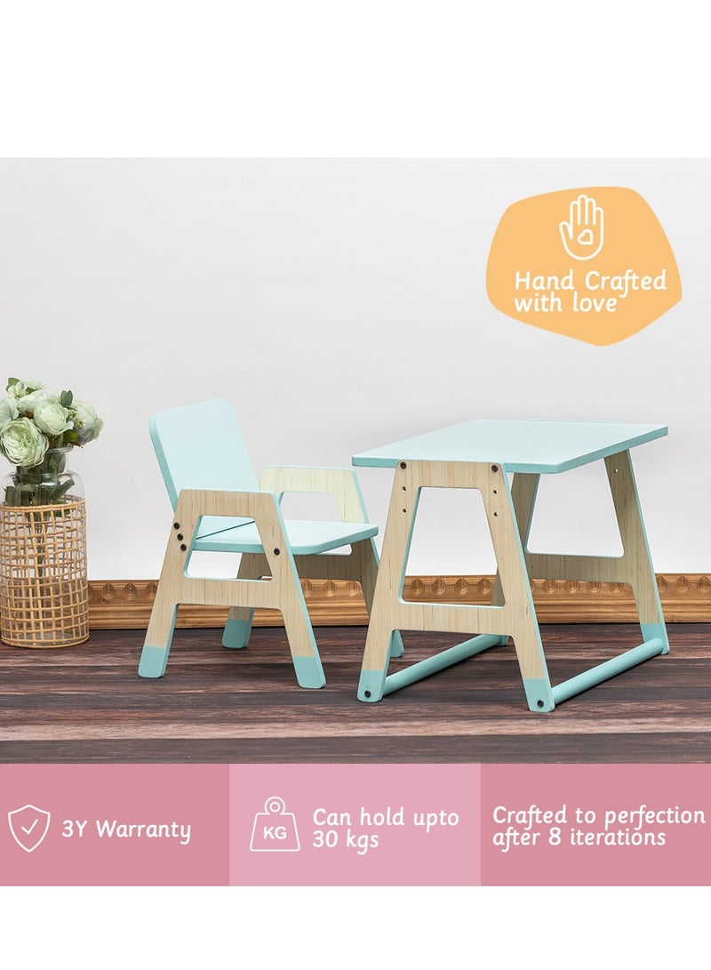Ariro Toddler Work Station Wooden Table and Chair Set for Toddlers and kids, Blue - Image 2