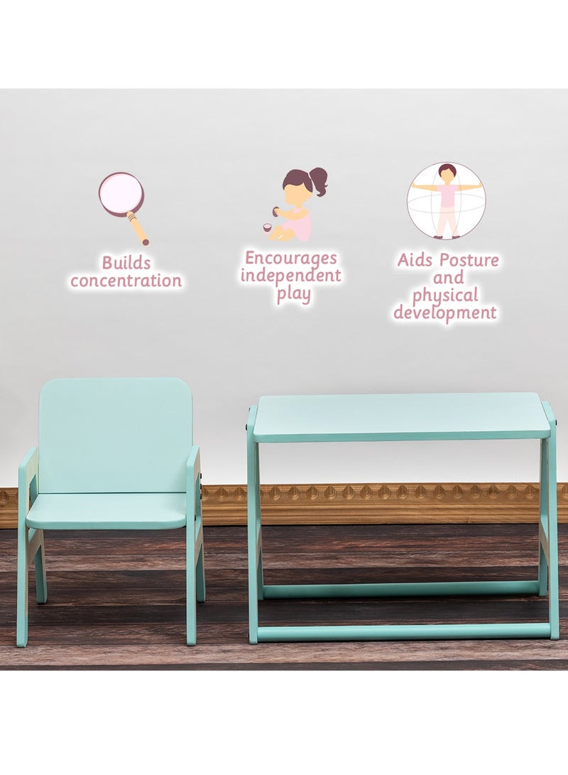 Ariro Toddler Work Station Wooden Table and Chair Set for Toddlers and kids, Blue - Image 3