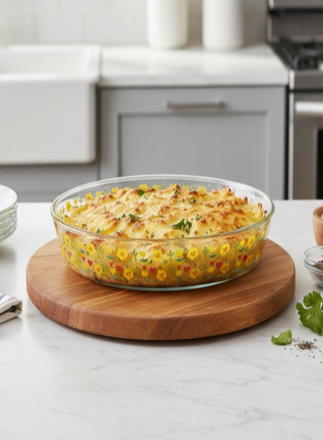 The Better Home صينية خبز بيضاوية من زجاج البوروسيليكات من ذا بيتر هوم زينو (3 لتر) للميكروويف | طبق خبز | هدية ديوالي | طبق للخبز والتقديم | أدوات خبز | وعاء زجاجي للميكروويف | آمن للغسل في غسالة الصحون (مطبوع) - Image 1