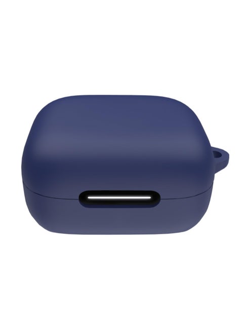 Soft Silicone Shockproof Protective Skin Case for Soundcore P30i Wireless Earbuds with Carabiner Front LED Visible (Navy Blue)