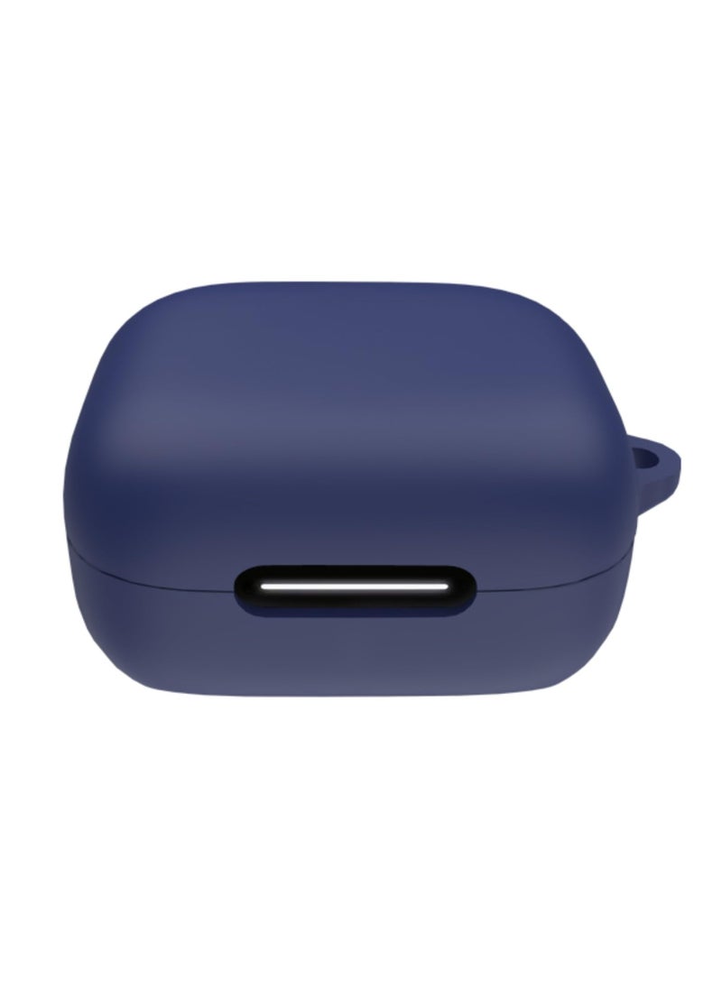 Generic - Soft Silicone Shockproof Protective Skin Case for Soundcore P30i Wireless Earbuds with Carabiner Front LED Visible (Navy Blue) - Image 1