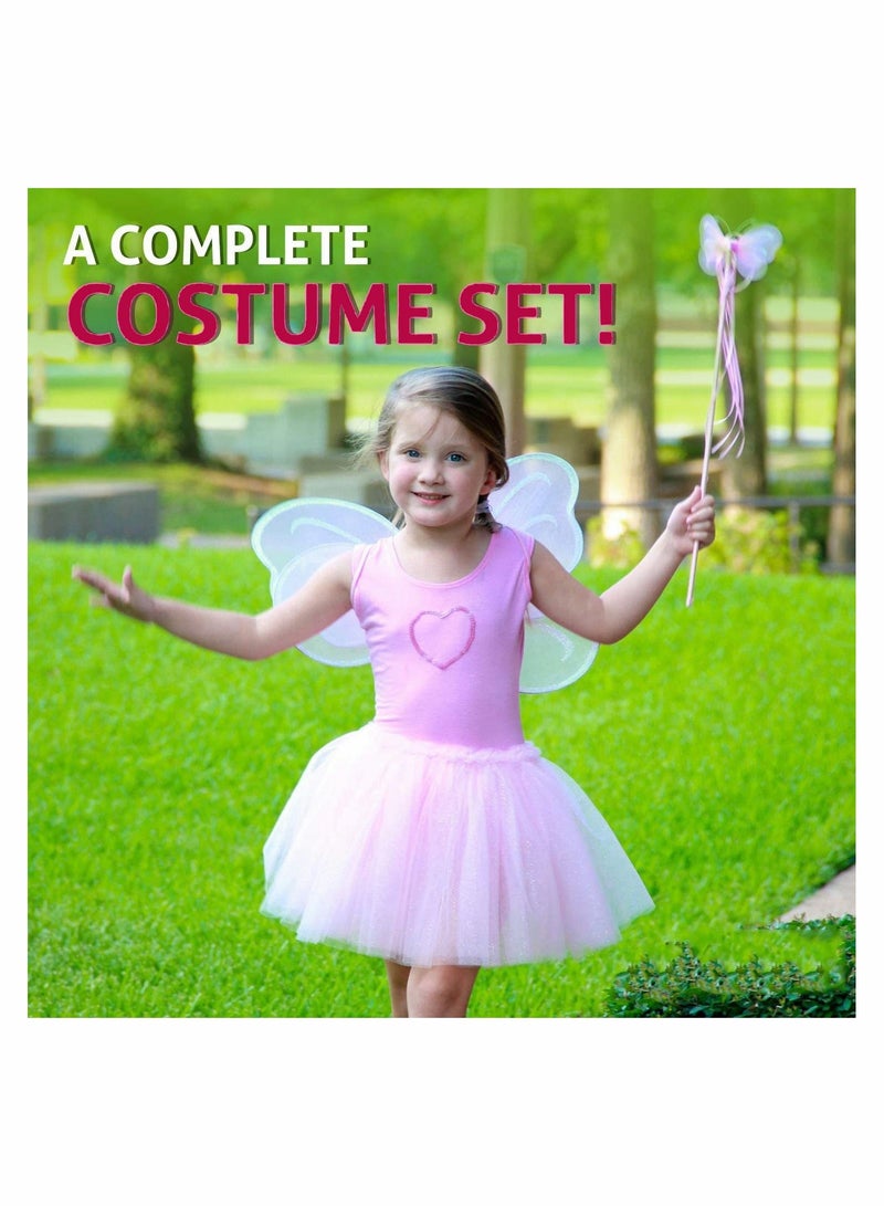 SYOSI Girls Butterfly Costume Fairy Birthday Party Wings Tutu Set With Pink Princess Toddler Skirt for Kids Age 3-8  - Image 2