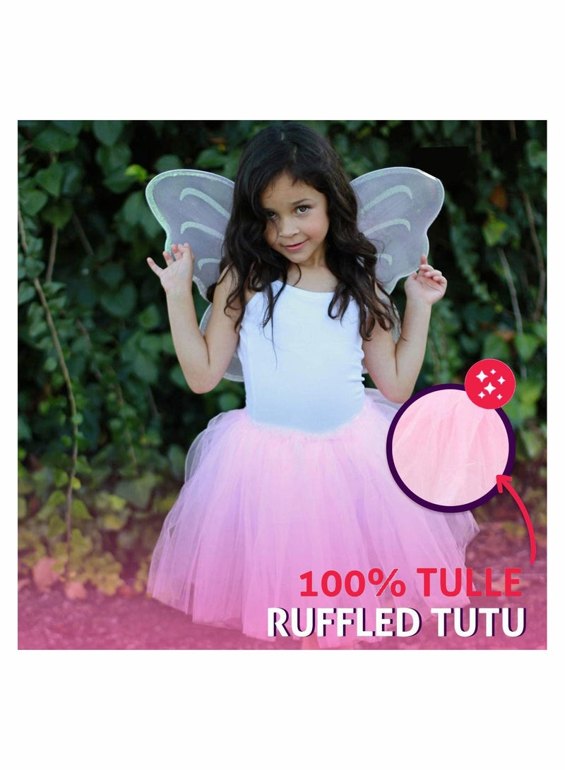 SYOSI Girls Butterfly Costume Fairy Birthday Party Wings Tutu Set With Pink Princess Toddler Skirt for Kids Age 3-8  - Image 3
