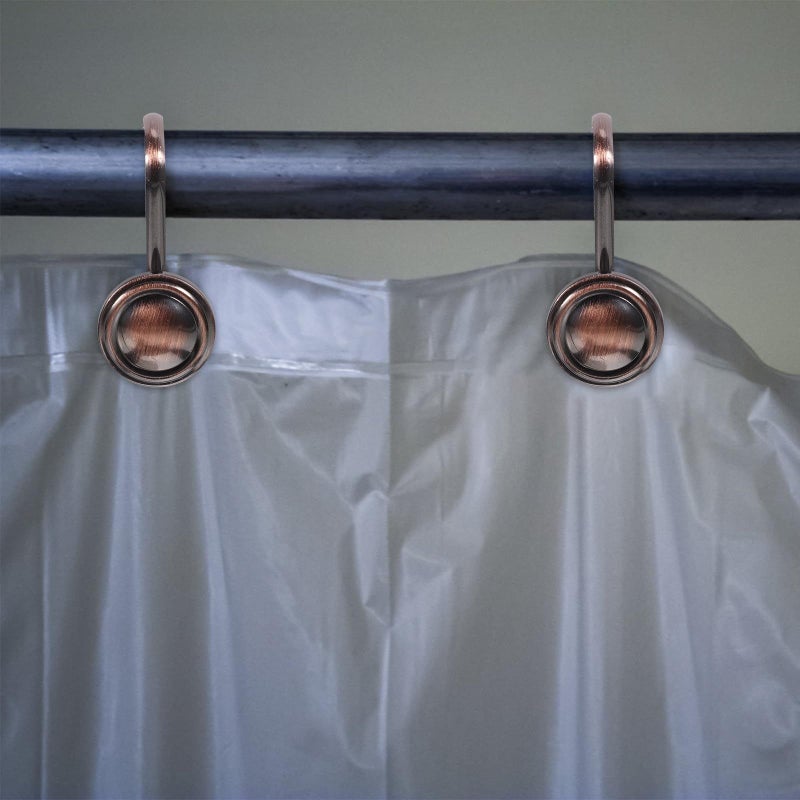 Vintage Oil Rubbed Bronze Shower Curtain Hooks 12 Pack Flat Round Iron Bathroom Hangers - Image 5