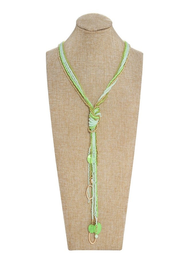 Coiris قلادة كويريس الطويلة من الخرز للنساء، مصنوعة يدويًا، قلادة بيانية من الخرز المربوط، مجوهرات أفريقية بوهيمية غربية بتصميم كاتيا للنساء - Image 2