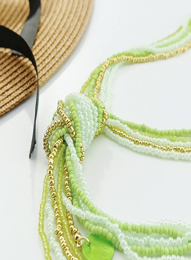 Coiris قلادة كويريس الطويلة من الخرز للنساء، مصنوعة يدويًا، قلادة بيانية من الخرز المربوط، مجوهرات أفريقية بوهيمية غربية بتصميم كاتيا للنساء - Image 4