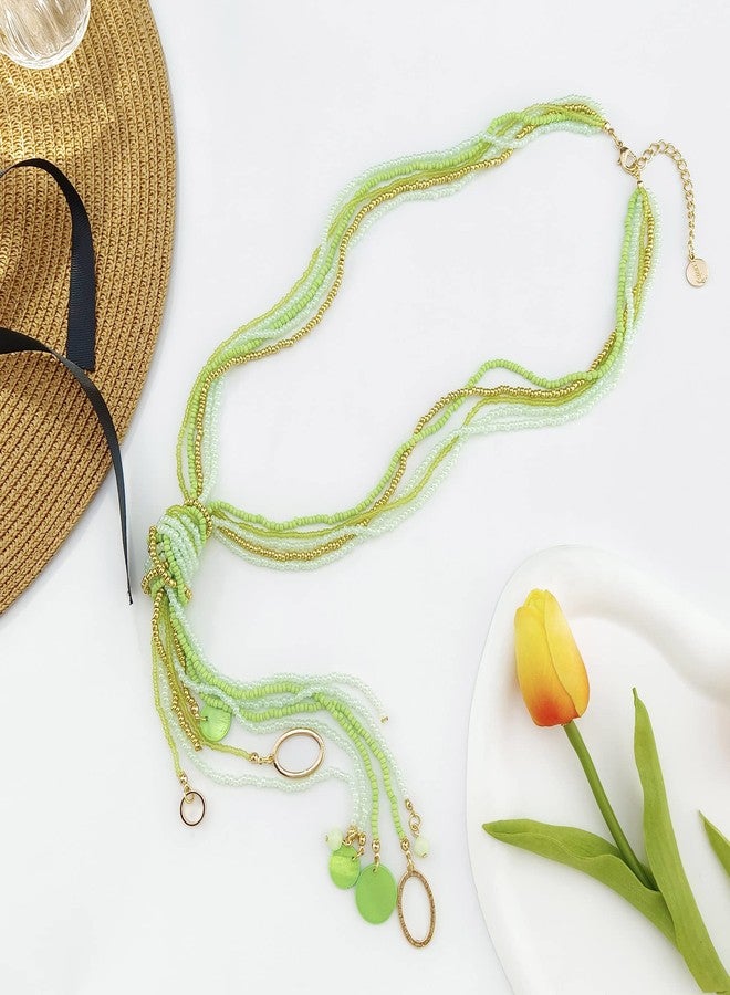 Coiris قلادة كويريس الطويلة من الخرز للنساء، مصنوعة يدويًا، قلادة بيانية من الخرز المربوط، مجوهرات أفريقية بوهيمية غربية بتصميم كاتيا للنساء - Image 3