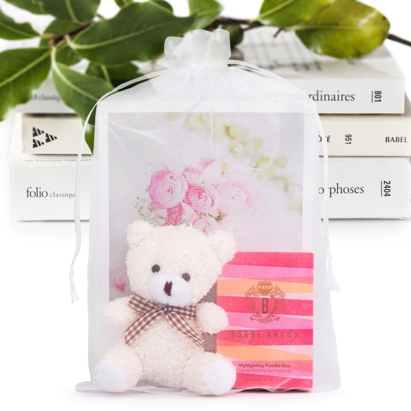 ANZNKU 50 Pack White Organza Bags 8x12 inch Mesh Gift Bags Drawstring Large Gift Pouches for Jewelry Candy Wedding Party Favor Valentines Gifts - Image 3