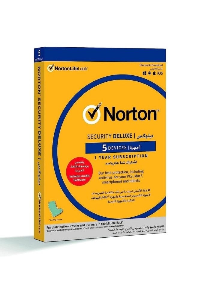 Norton By Symantec Norton Security Deluxe 3.0 Antivirus 1 User For 5 Devices 12 Month License  - Image 1