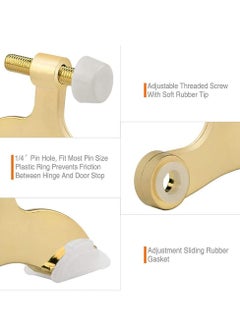 Y&D Gold Door Stops, Hinge Pin Stopper Bright Brass, Adjustable Heavy Duty Deluxe Stop with White Rubber Bumper Tips, Durable and Easy to Install, 2 Pack  - Image 5