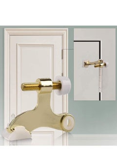 Y&D Gold Door Stops, Hinge Pin Stopper Bright Brass, Adjustable Heavy Duty Deluxe Stop with White Rubber Bumper Tips, Durable and Easy to Install, 2 Pack  - Image 3