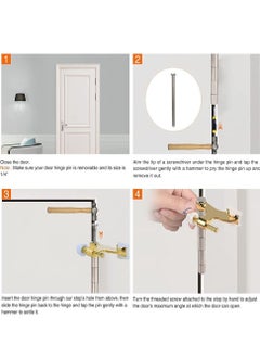 Y&D Gold Door Stops, Hinge Pin Stopper Bright Brass, Adjustable Heavy Duty Deluxe Stop with White Rubber Bumper Tips, Durable and Easy to Install, 2 Pack  - Image 4