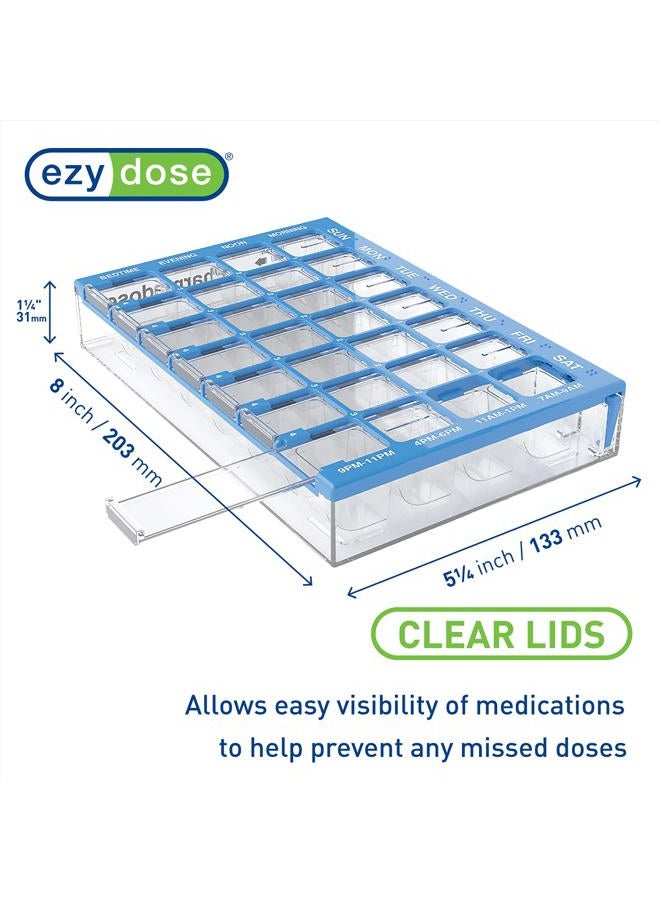 Ezy Dose (7-Day) Pill, Medicine, Vitamin Organizer Box Weekly, 4 Times a Day, AM PM Medium Compartments Clear Lids (91360) - Image 2